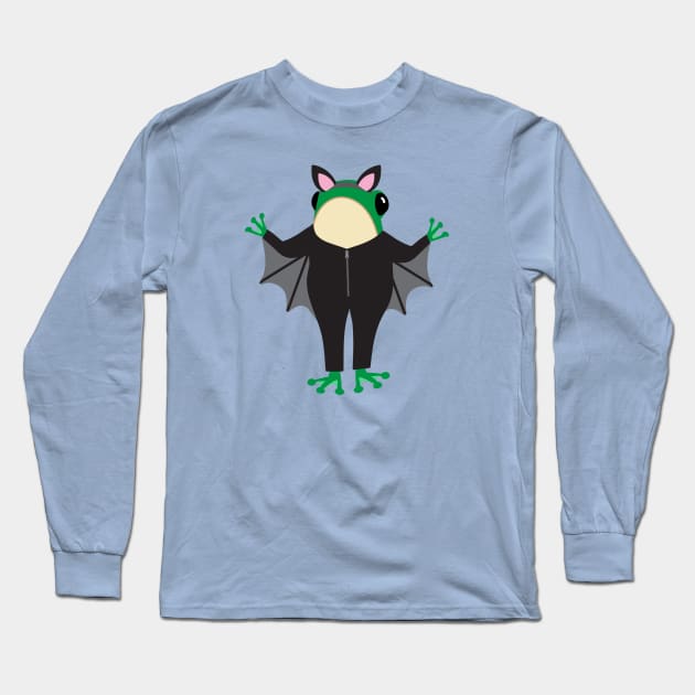 Frog in a Halloween bat costume Long Sleeve T-Shirt by Jennifer Ladd